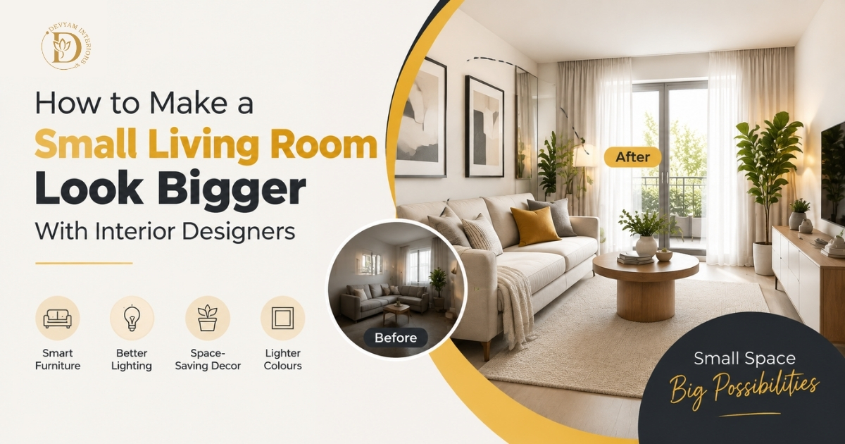 Make a Small Living Room Look Bigger With Interior Designers in Delhi